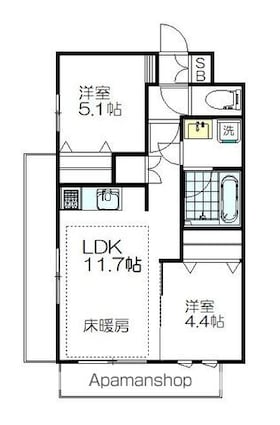 （仮称）高円寺南３丁目メゾン[2LDK/51.27m2]の間取図