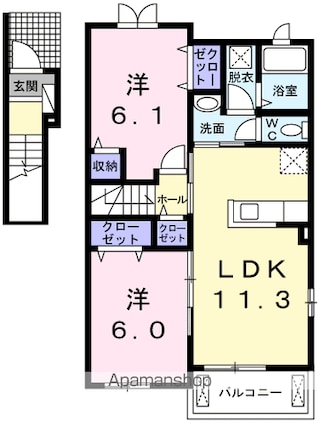 オーベルジーヌ[2LDK/57.07m2]の間取図