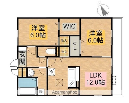 リードオッツ　Ⅱ棟[2LDK/60.06m2]の間取図