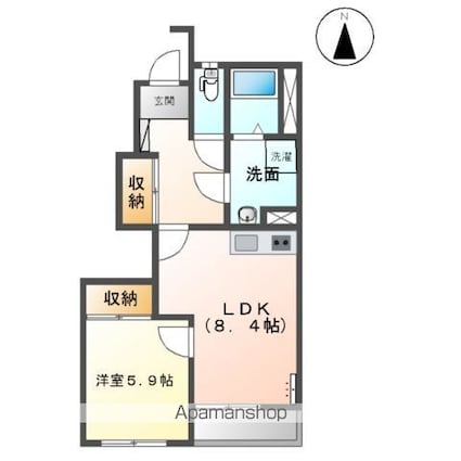 ウエストホープ　灯明寺[1LDK/39.67m2]の間取図