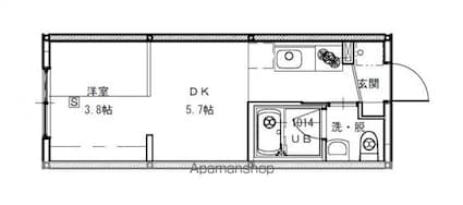 ニホコーポラスⅢ[1R/21.02m2]の間取図