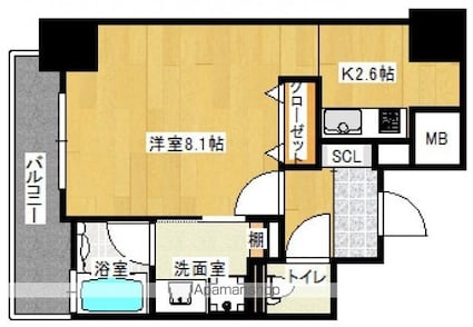 ラルステージ十日市[1R/29.12m2]の間取図