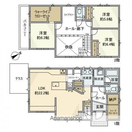 小木戸建[3LDK/123.65m2]の間取図