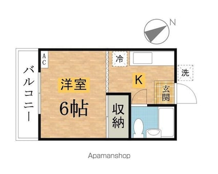 ライトハイツ[1K/19.5m2]の間取図