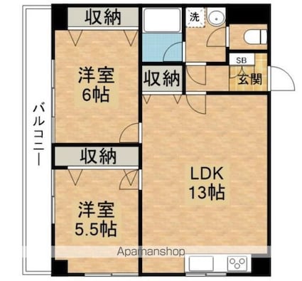 東京都新宿区四谷２丁目[2LDK/66.28m2]の間取図