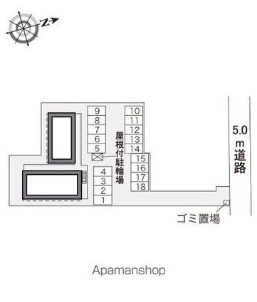 レオパレスｌａｕｒｏ[1K/23.18m2]の配置図