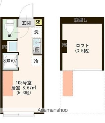 東京都練馬区上石神井２丁目[1R/12.07m2]の間取図