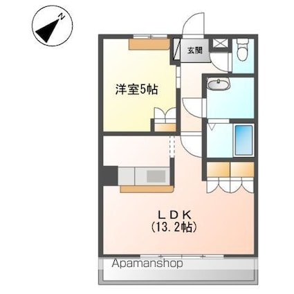 パシフィックヒルズ本郷[1LDK/44m2]の間取図