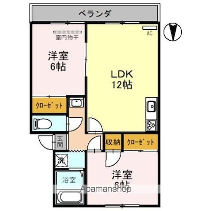 レークハイツ伊庭　ＩＩ[2LDK/54.52m2]の間取図