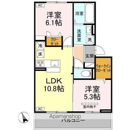 Ｔｉａｒｅ　Ｍａｎｂａｉ[2LDK/52.27m2]の間取図