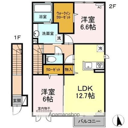 岡山県倉敷市田ノ上[2LDK/69.92m2]の間取図