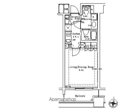 パークアクシス御茶ノ水ステージ[1K/29.7m2]の間取図