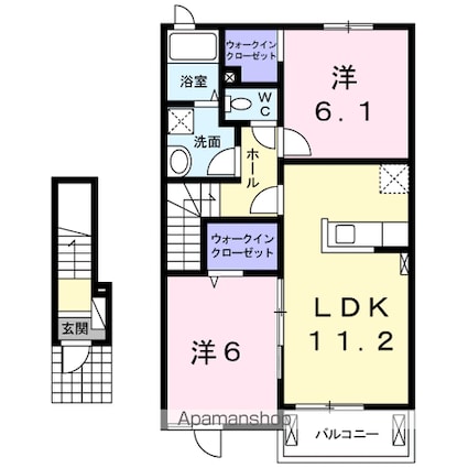 リヴィエール　ブラン　Ｂ[2LDK/57.64m2]の間取図