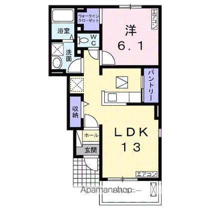 和歌山県和歌山市朝日[1LDK/45.77m2]の間取図