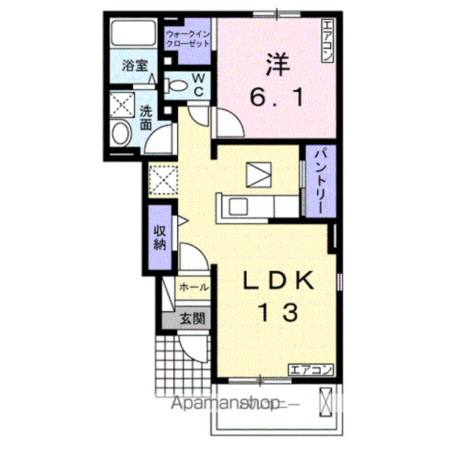 和歌山県和歌山市朝日[1LDK/45.77m2]の間取図