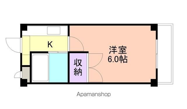 和歌山県和歌山市黒田[1K/18.65m2]の間取図