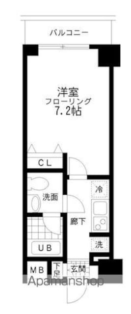 レジディア桜上水[1K/22.64m2]の間取図