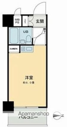 ビブレ西池[1R/17.55m2]の間取図