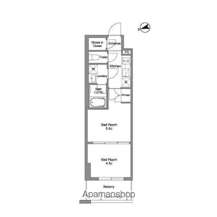 東京都新宿区西新宿８丁目[2K/30.92m2]の間取図