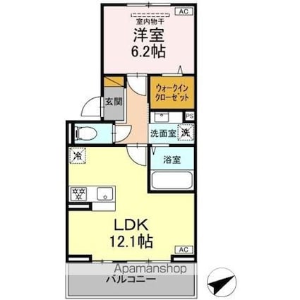 Ｎ・ＤーＲＯＯＭ　ＩＩＤＡＣＨＯＵ　Ｂ棟[1LDK/44.33m2]の間取図