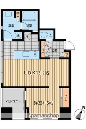 ウィルテラス勝どき[1LDK/42.37m2]の間取図