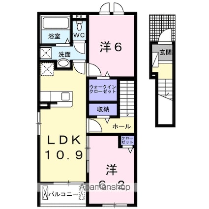 ライフランドＤ[2LDK/58.57m2]の間取図