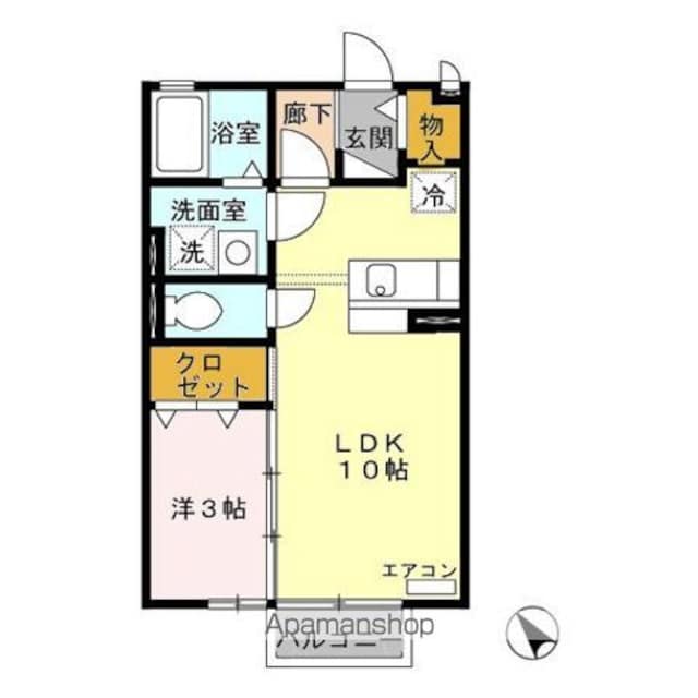 ヴィラ・グリーン[1LDK/33.39m2]の間取図