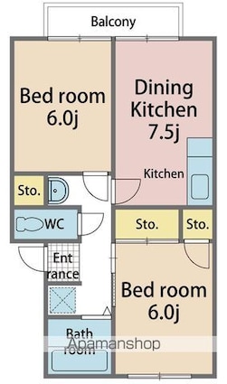 プレジール四丁目Ⅰ[2DK/45.8m2]の間取図