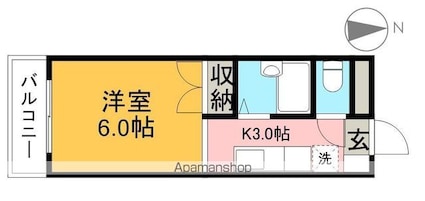 紅葉ハイツ[1K/22.95m2]の間取図