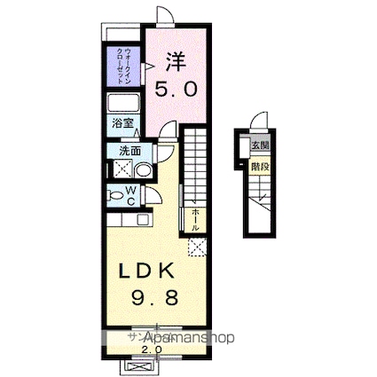 ティアモ[1LDK/42.04m2]の間取図