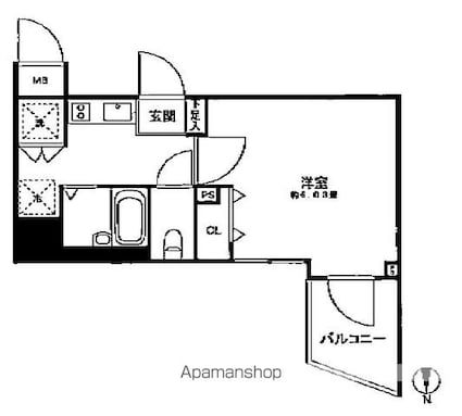 ＫＤＸレジデンス早稲田鶴巻[1K/19.66m2]の間取図