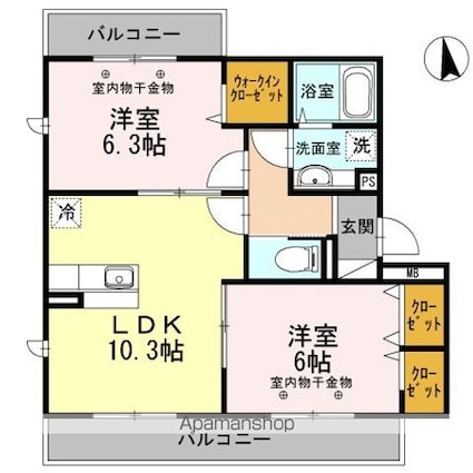 ｆｒａｍｂｏｉｓｅｆｒａｉｓｅ　ｆｒａｍｂｏｉｓｅ[2LDK/54.26m2]の間取図