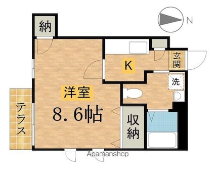 ミーナス片倉[1K/28.1m2]の間取図