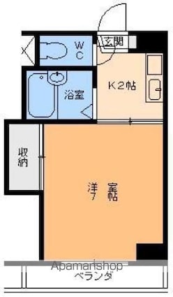 サンクオーレ古町[1K/21.24m2]の間取図