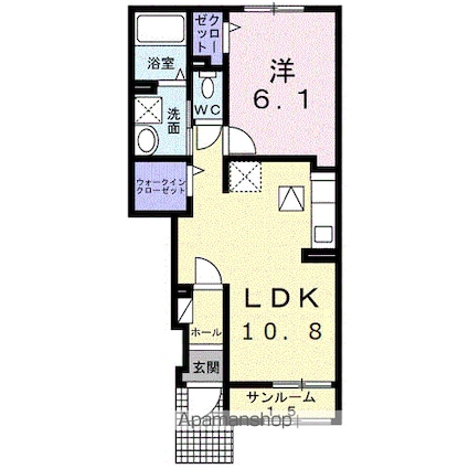 カーサ　ベル[1LDK/43.61m2]の間取図