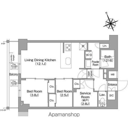コンフォリア東葛西[2SLDK/50.1m2]の間取図