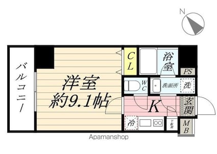 プレール・ドゥーク板橋[1K/27.27m2]の間取図