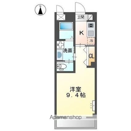 ラティール．Ⅴ　[1K/30.6m2]の間取図
