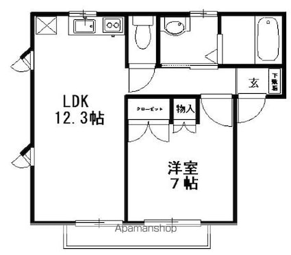 湯田ハイツ[1LDK/43m2]の間取図