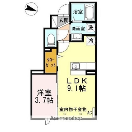 セジュール秀嶺[1LDK/31.34m2]の間取図