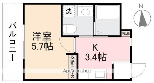 グランデ瀬戸[1K/25m2]の間取図