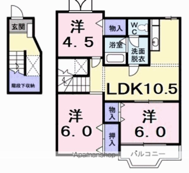 シャトー竹島[3LDK/65.57m2]の間取図