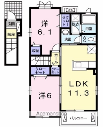 ブリーズＦ[2LDK/57.07m2]の間取図