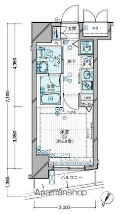 東京都目黒区下目黒１丁目[1K/21.3m2]の間取図