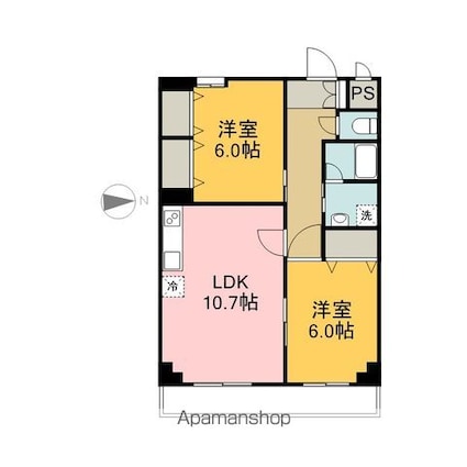 ハイコンスプリエ[2LDK/55.82m2]の間取図