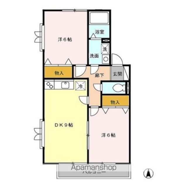 ドムス清華[2DK/50.08m2]の間取図