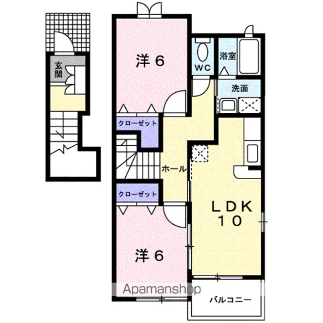 パストラル川部Ｃ[2LDK/57.22m2]の間取図