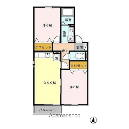 サニーハウス上今井　ＡＢ[2DK/50.42m2]の間取図