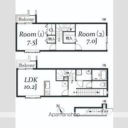 パティオ赤坂[2LDK/64.38m2]の間取図