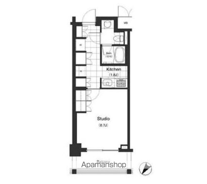 パークキューブ目黒タワー[1K/32.24m2]の間取図